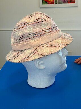 VTG Mary-Kate and Ashley Tweed Bucket Hat Pink Pastel Y2K Cloche Boho O/S N2